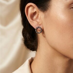 Elegant Silver Circle Stud Earrings